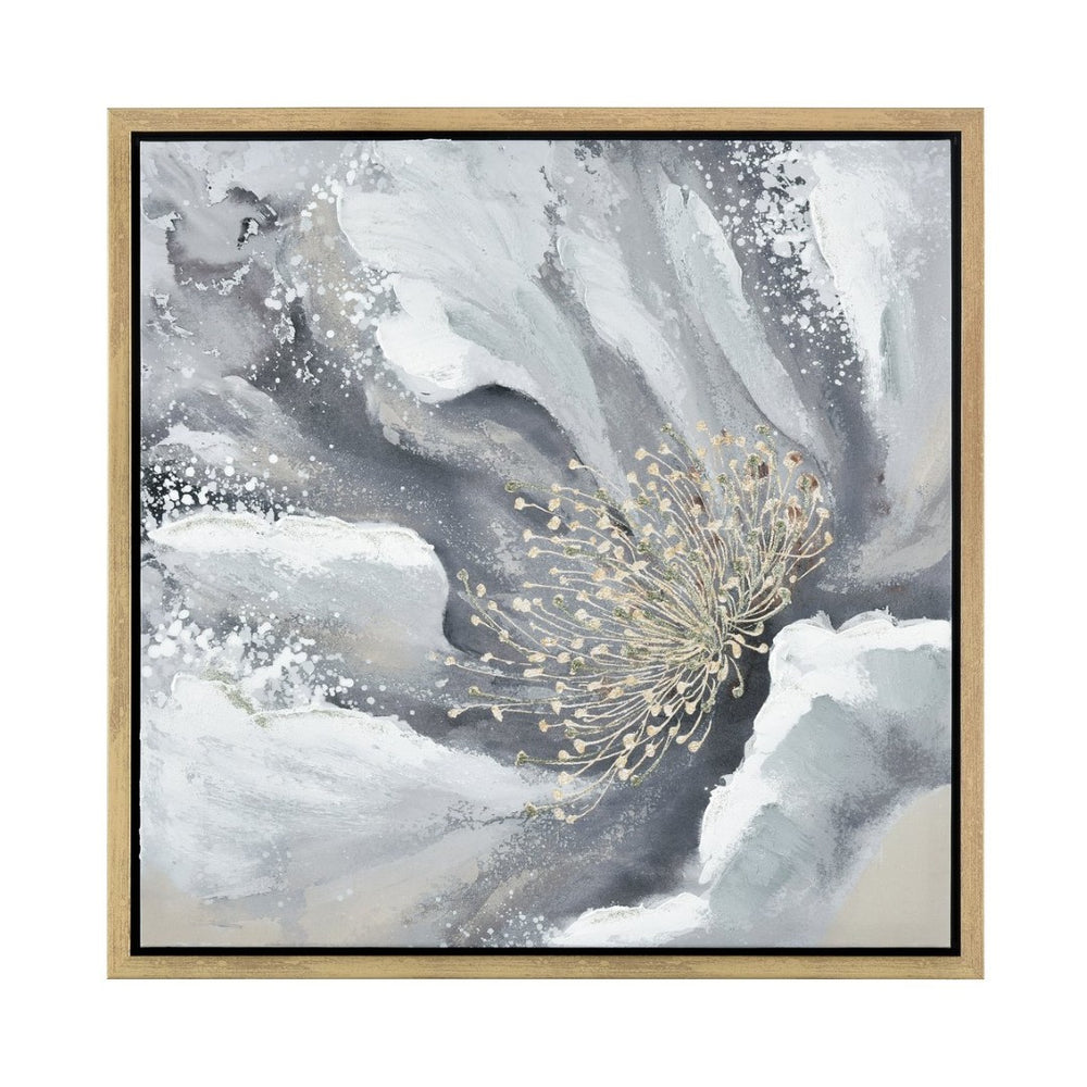 Atlas Bowie Modern Botanical Framed Wall Art with Metallic Gold Center for Elegant Home Décor Display Bowie Bloom I Framed Wall Art WA11024-01
