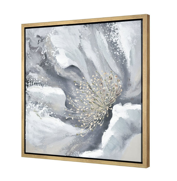 Atlas Bowie Modern Botanical Framed Wall Art with Metallic Gold Center for Elegant Home Décor Display Bowie Bloom I Framed Wall Art WA11024-01