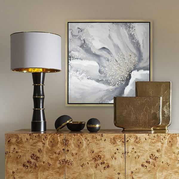 Atlas Bowie Modern Botanical Framed Wall Art with Metallic Gold Center for Elegant Home Décor Display Bowie Bloom I Framed Wall Art WA11024-01