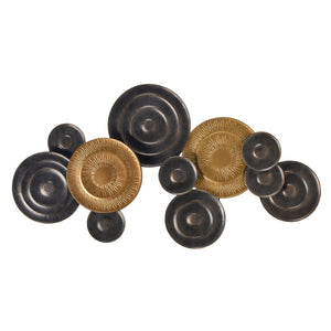 Atlas Breckman Modern Metal Wall Art - Striking Black & Brass Discs for Contemporary Spaces & Bold Decor WA11026-01