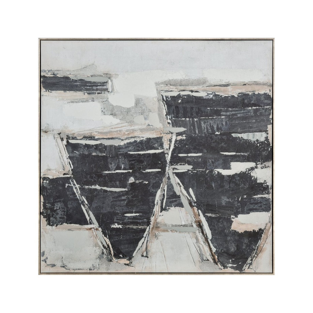 Atlas Burgess II Abstract Framed Wall Art - Modern Geometric Design in Black & White for Stylish Interiors WA11029-02