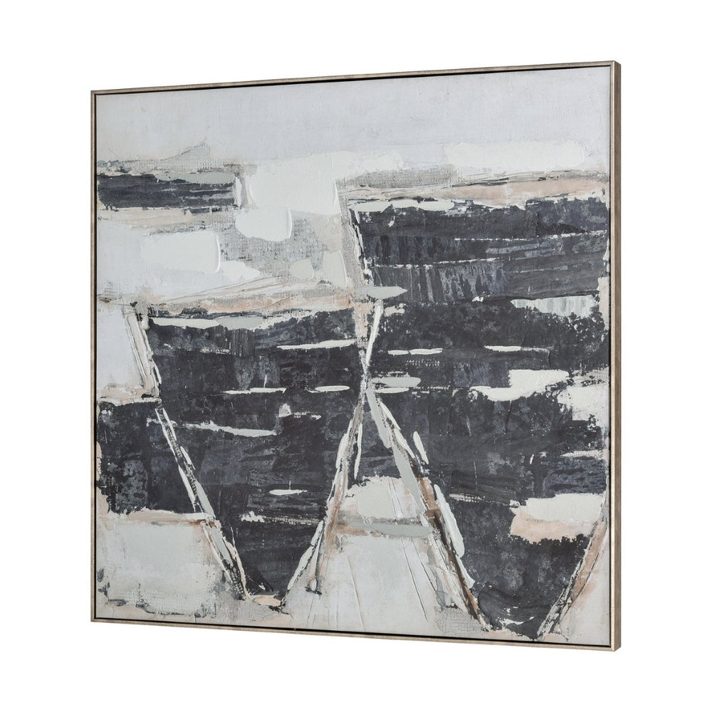 Atlas Burgess II Abstract Framed Wall Art - Modern Geometric Design in Black & White for Stylish Interiors WA11029-02