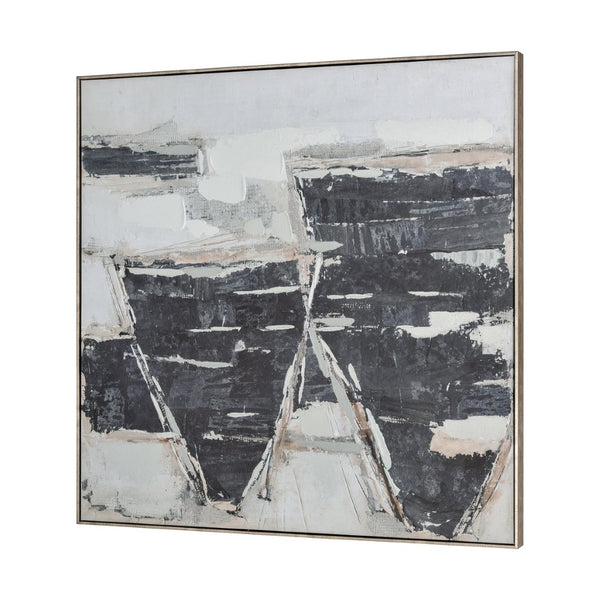 Atlas Burgess II Abstract Framed Wall Art - Modern Geometric Design in Black & White for Stylish Interiors WA11029-02