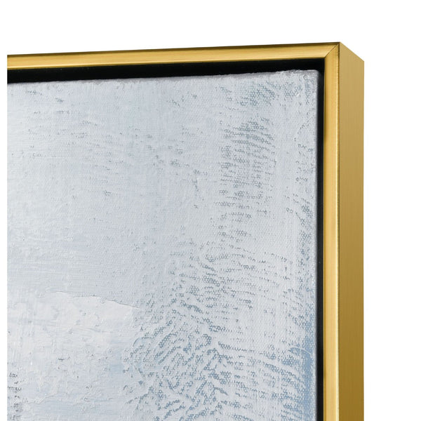 Atlas Bursts Abstract Wall Art - Stunning Blue & White Design with Metallic Accents in Gold Floating Frame WA11030-01