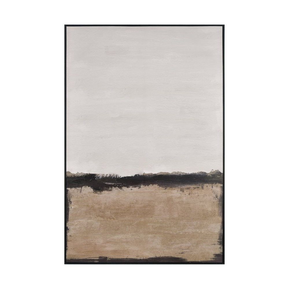 Atlas Calm III Framed Wall Art - Large-Scale Abstract Piece in Soft Ivory, Tan & Black for Modern Spaces WA11034-01