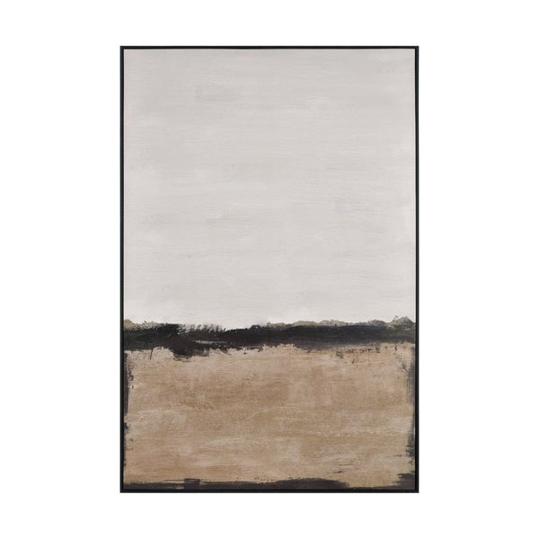 Atlas Calm III Framed Wall Art - Large-Scale Abstract Piece in Soft Ivory, Tan & Black for Modern Spaces WA11034-01