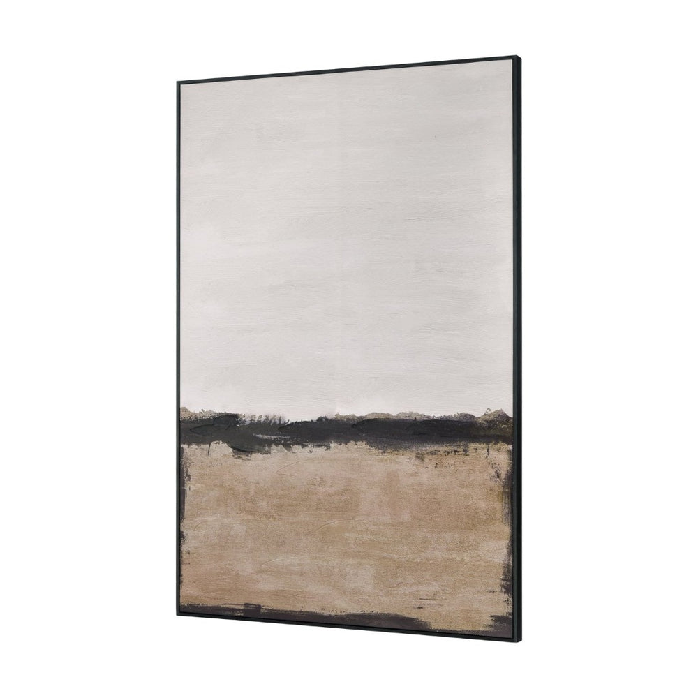 Atlas Calm III Framed Wall Art - Large-Scale Abstract Piece in Soft Ivory, Tan & Black for Modern Spaces WA11034-01