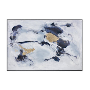 Atlas Charge Abstract Impressionistic Wall Art - Large-Scale Blue & Gold Framed Decor for Modern Spaces WA11035-01