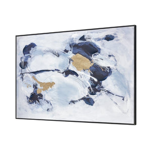 Atlas Charge Abstract Impressionistic Wall Art - Large-Scale Blue & Gold Framed Decor for Modern Spaces WA11035-01