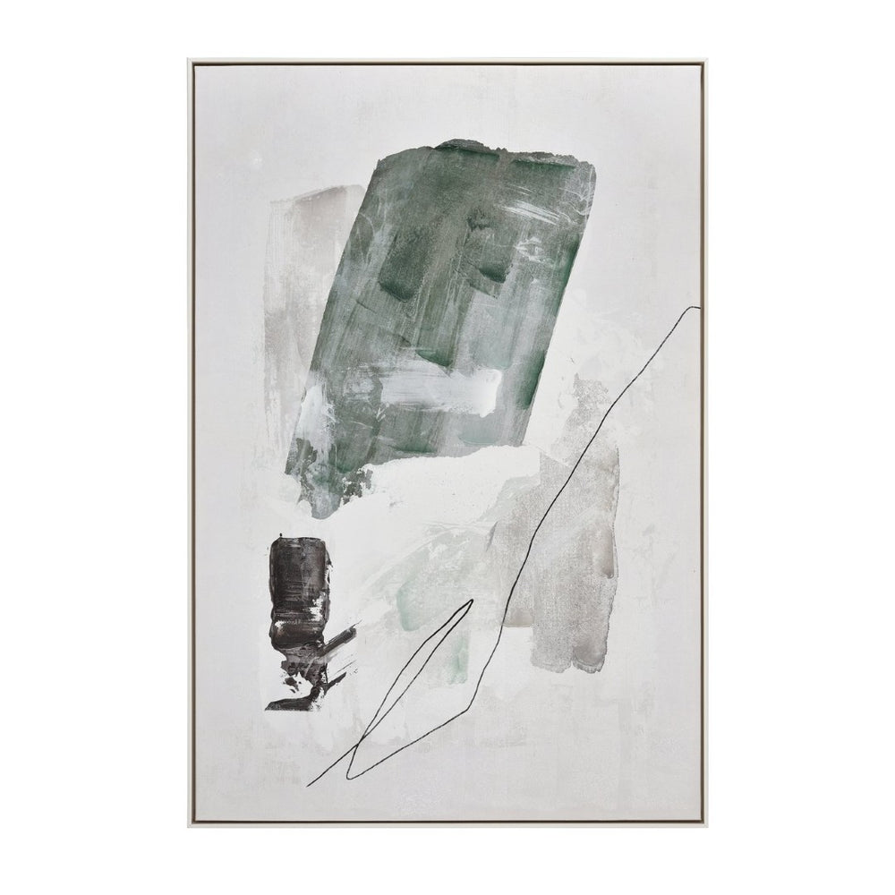 Atlas Denny Hand-Painted Abstract Canvas Wall Art in Silver Frame - Modern Textured Statement Piece for Any Space WA11041-01