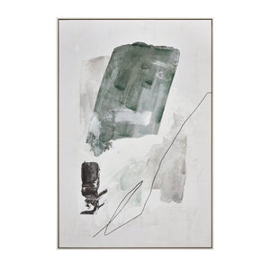 Atlas Denny Hand-Painted Abstract Canvas Wall Art in Silver Frame - Modern Textured Statement Piece for Any Space WA11041-01