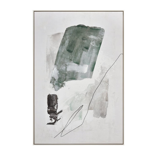 Atlas Denny Hand-Painted Abstract Canvas Wall Art in Silver Frame - Modern Textured Statement Piece for Any Space WA11041-01