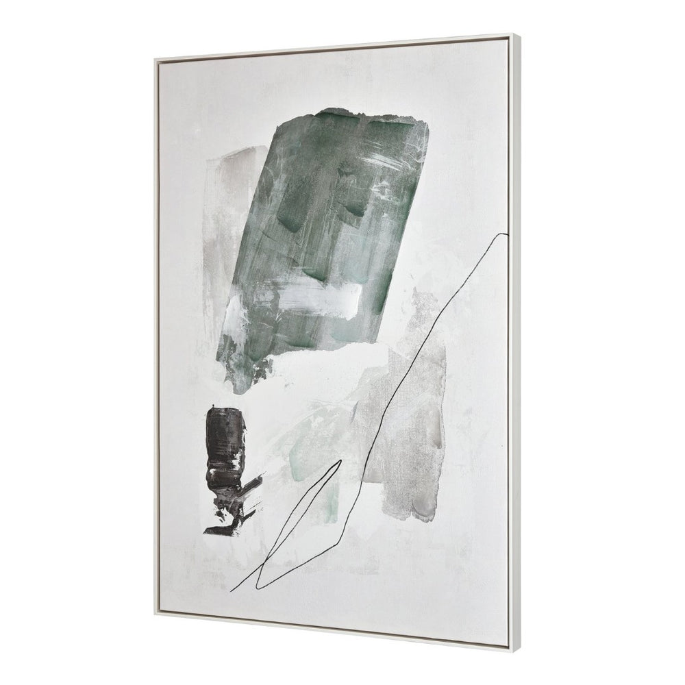 Atlas Denny Hand-Painted Abstract Canvas Wall Art in Silver Frame - Modern Textured Statement Piece for Any Space WA11041-01
