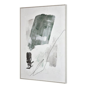 Atlas Denny Hand-Painted Abstract Canvas Wall Art in Silver Frame - Modern Textured Statement Piece for Any Space WA11041-01