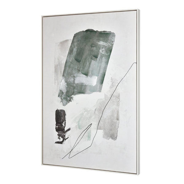 Atlas Denny Hand-Painted Abstract Canvas Wall Art in Silver Frame - Modern Textured Statement Piece for Any Space WA11041-01
