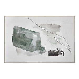 Atlas Denny Hand-Painted Abstract Canvas Wall Art in Silver Frame - Modern Textured Statement Piece for Any Space WA11041-01