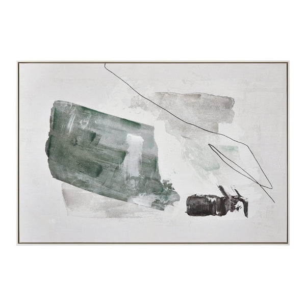 Atlas Denny Hand-Painted Abstract Canvas Wall Art in Silver Frame - Modern Textured Statement Piece for Any Space WA11041-01