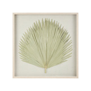 Atlas Fan Palm Dimensional Wall Art - Handmade Coastal Decor with Textured Linen and Light Oak Frame Natural WA11047-01
