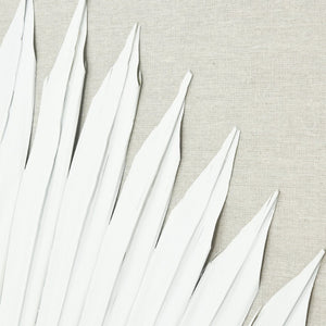 Atlas Fan Palm Dimensional Wall Art - Handmade Coastal Decor with Textured Linen and Light Oak Frame White WA11047-02