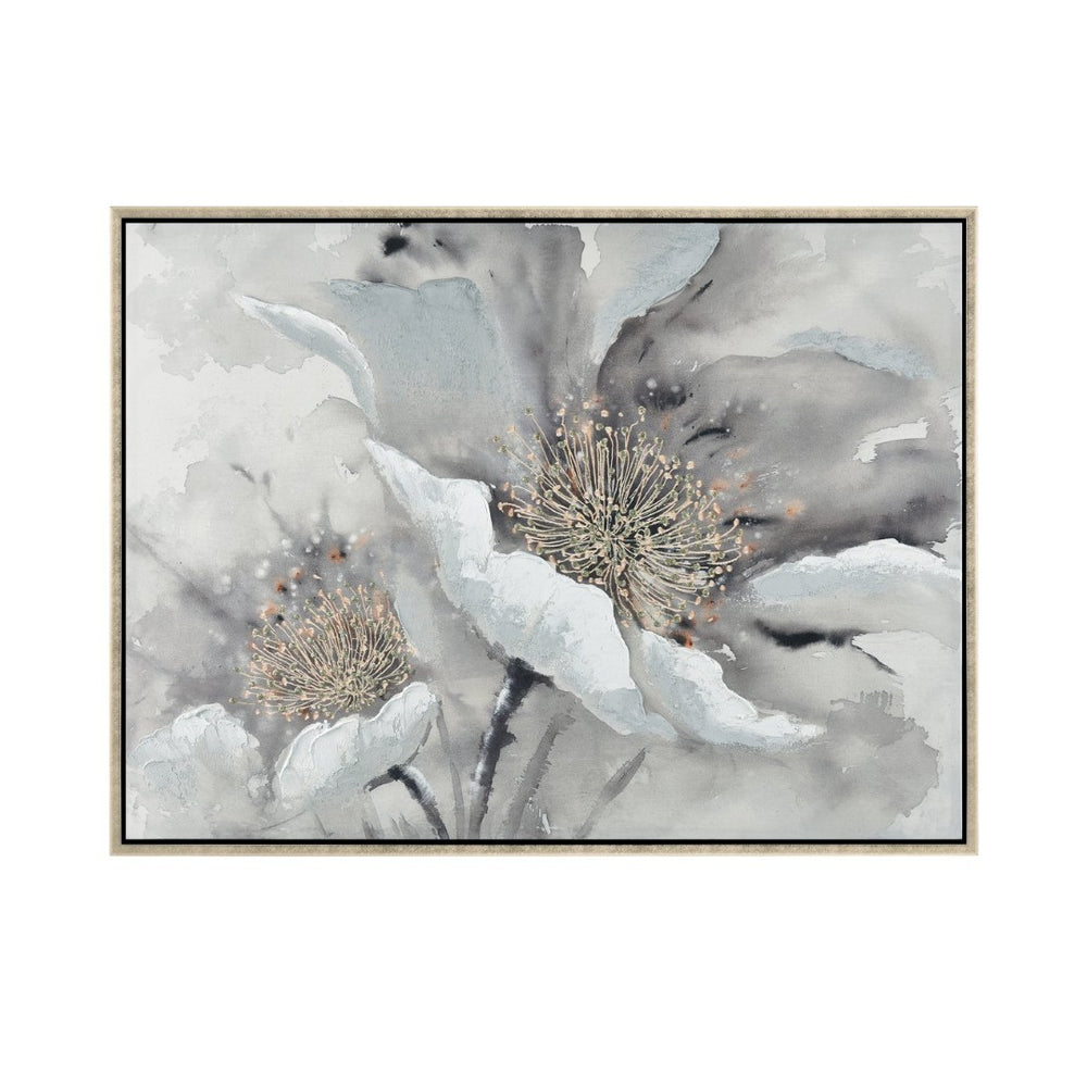 Atlas Farris Framed Wall Art – Elegant Poppy Blooms in Black, Grey, and Gold for Modern Home Decor Display WA11048-01