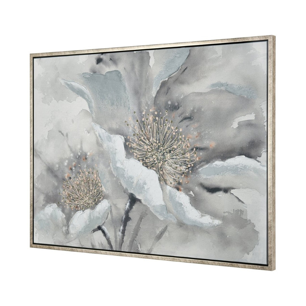 Atlas Farris Framed Wall Art – Elegant Poppy Blooms in Black, Grey, and Gold for Modern Home Decor Display WA11048-01