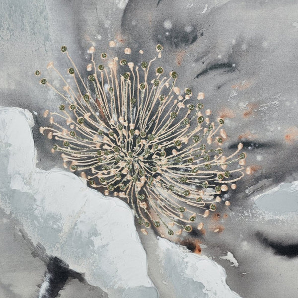 Atlas Farris Framed Wall Art – Elegant Poppy Blooms in Black, Grey, and Gold for Modern Home Decor Display WA11048-01