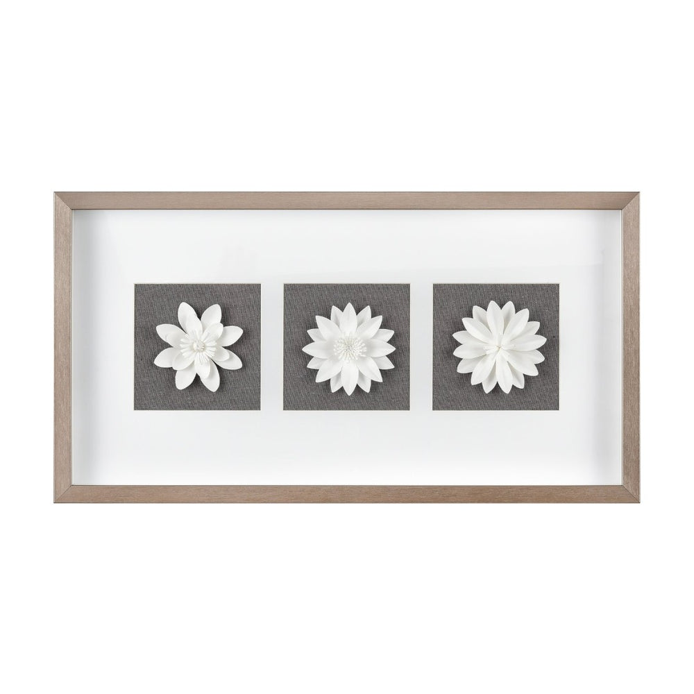 Atlas Floral Shadow Framed Wall Art - Handcrafted Paper Flowers in Modern Metallic Frame for Elegant Decor WA11049-01