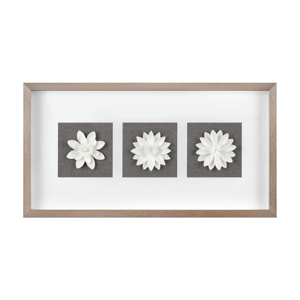 Atlas Floral Shadow Framed Wall Art - Handcrafted Paper Flowers in Modern Metallic Frame for Elegant Decor WA11049-01