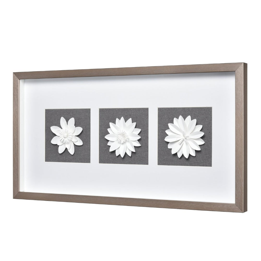 Atlas Floral Shadow Framed Wall Art - Handcrafted Paper Flowers in Modern Metallic Frame for Elegant Decor WA11049-01