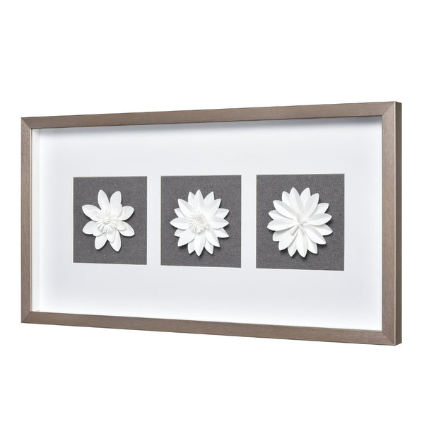 Atlas Floral Shadow Framed Wall Art - Handcrafted Paper Flowers in Modern Metallic Frame for Elegant Decor WA11049-01