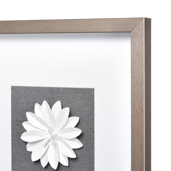 Atlas Floral Shadow Framed Wall Art - Handcrafted Paper Flowers in Modern Metallic Frame for Elegant Decor WA11049-01