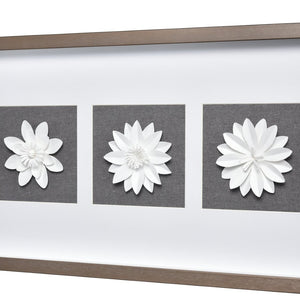 Atlas Floral Shadow Framed Wall Art - Handcrafted Paper Flowers in Modern Metallic Frame for Elegant Decor WA11049-01