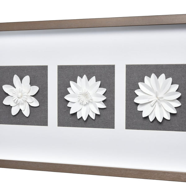 Atlas Floral Shadow Framed Wall Art - Handcrafted Paper Flowers in Modern Metallic Frame for Elegant Decor WA11049-01