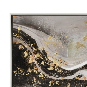 Atlas Flow Abstract Marble Wall Art in Elegant Frame – Black, Grey & Gold Accents for Modern Decor WA11050-01