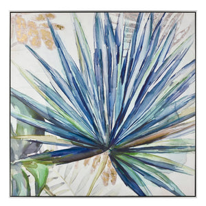 Atlas Garden Palm Canvas Wall Art – Vibrant Botanical Artwork in Silver Frame for Modern Interiors WA11057-01