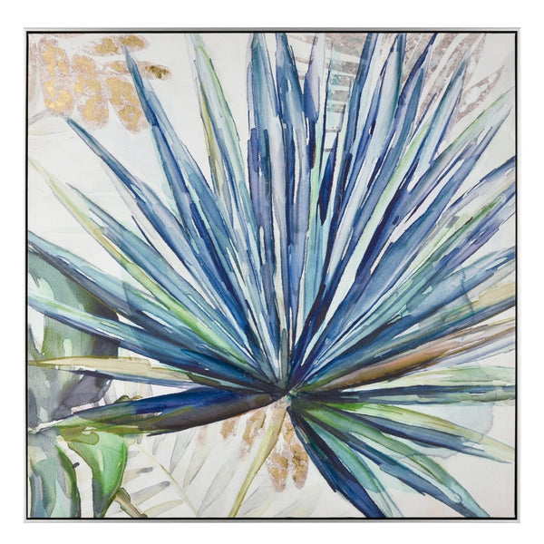 Atlas Garden Palm Canvas Wall Art – Vibrant Botanical Artwork in Silver Frame for Modern Interiors WA11057-01