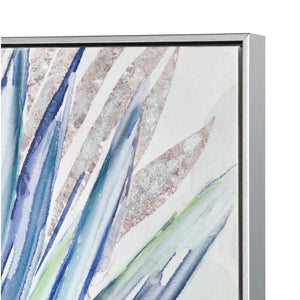 Atlas Garden Palm Canvas Wall Art – Vibrant Botanical Artwork in Silver Frame for Modern Interiors WA11057-01