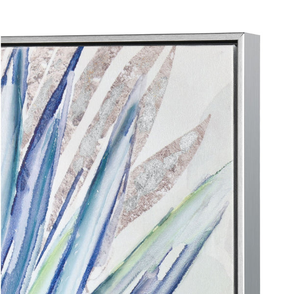 Atlas Garden Palm Canvas Wall Art – Vibrant Botanical Artwork in Silver Frame for Modern Interiors WA11057-01
