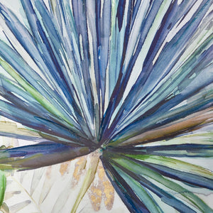 Atlas Garden Palm Canvas Wall Art – Vibrant Botanical Artwork in Silver Frame for Modern Interiors WA11057-01
