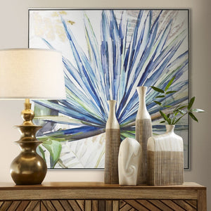 Atlas Garden Palm Canvas Wall Art – Vibrant Botanical Artwork in Silver Frame for Modern Interiors WA11057-01