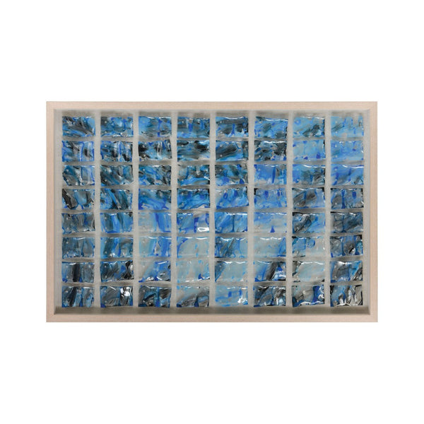 Atlas Glass Mosaic Wall Art - Coastal Inspired Dimensional Decor with Reflective Tiles & Natural Wood Frame WA11059-01