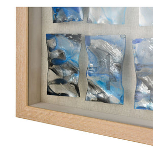 Atlas Glass Mosaic Wall Art - Coastal Inspired Dimensional Decor with Reflective Tiles & Natural Wood Frame WA11059-01