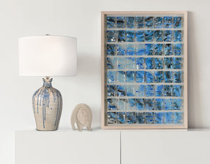 Atlas Glass Mosaic Wall Art - Coastal Inspired Dimensional Decor with Reflective Tiles & Natural Wood Frame WA11059-01