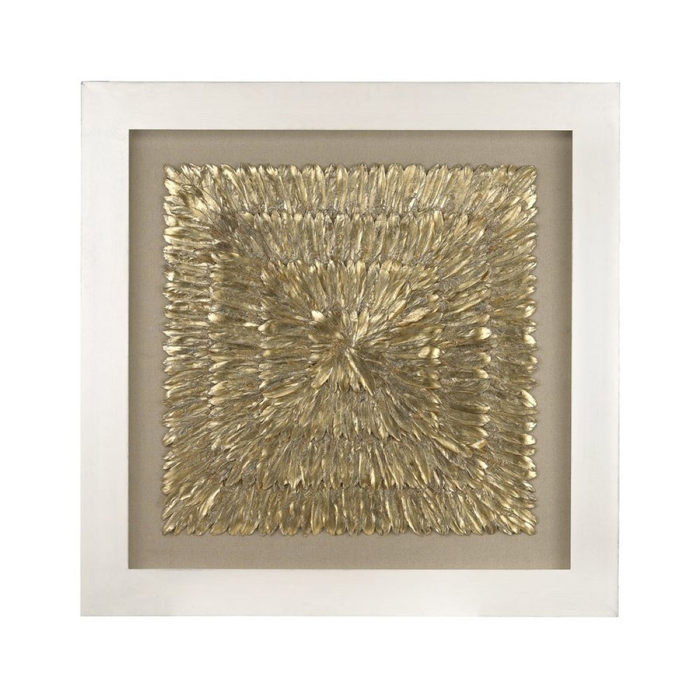 Atlas Gold Oversized Sculptural Wall Art Featuring Luxurious Gilded Feathers for Stunning Home Decor Gold Feather Dimensional Wall Art WA11060-01