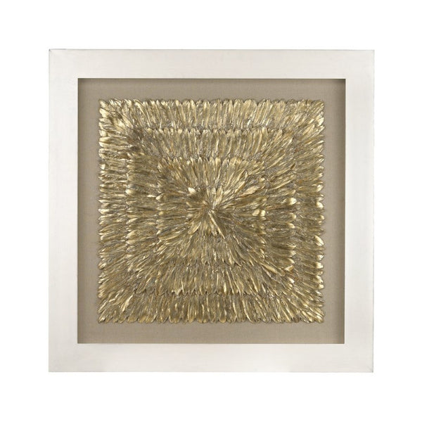 Atlas Gold Oversized Sculptural Wall Art Featuring Luxurious Gilded Feathers for Stunning Home Decor Gold Feather Dimensional Wall Art WA11060-01