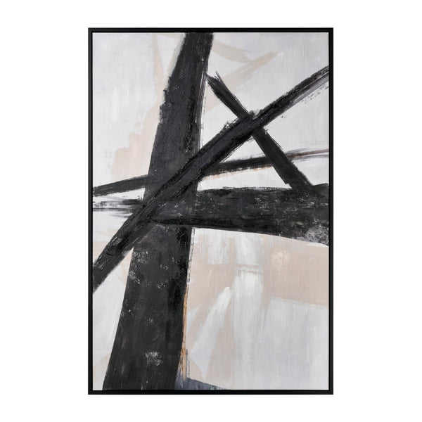 Atlas Granby Abstract Wall Art - Contemporary Canvas with Bold Black Strokes & Textured Neutrals for Home Decor WA11062-01