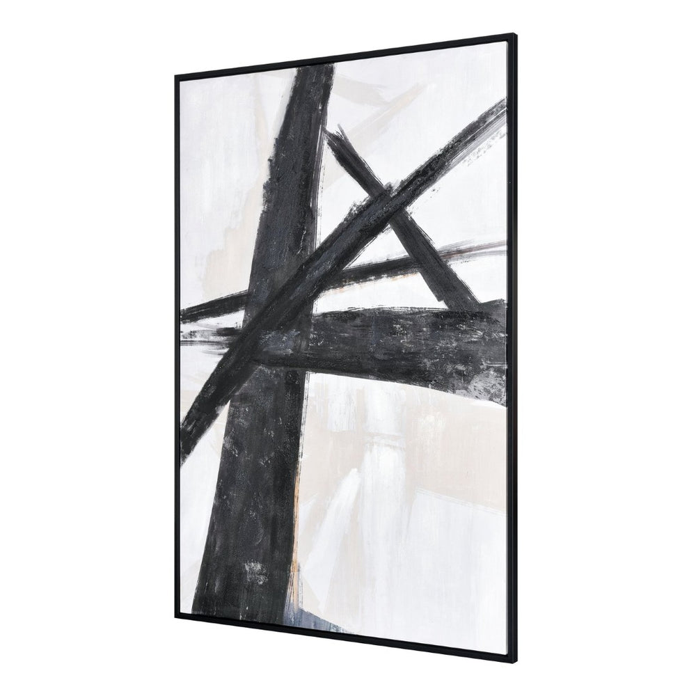 Atlas Granby Abstract Wall Art - Contemporary Canvas with Bold Black Strokes & Textured Neutrals for Home Decor WA11062-01