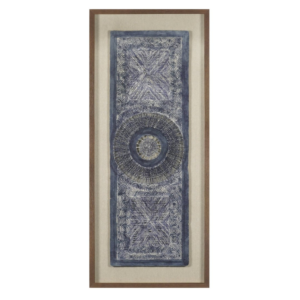 Atlas Indigo Paper Wall Art | Handwoven Dimensional Design in Shadowbox Frame - Elegant Home Décor Piece WA11065-02
