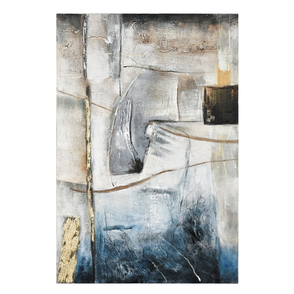 Atlas Industrial Abstract Wall Art - Hand-Finished Canvas with Gold Leaf for Modern Interior Elegance WA11066-01