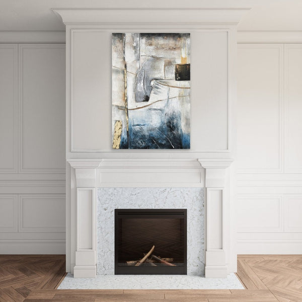 Atlas Industrial Abstract Wall Art - Hand-Finished Canvas with Gold Leaf for Modern Interior Elegance WA11066-01